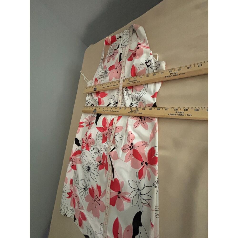 Evan Picone Sheath Dress Womens 10 White Floral Halter Neck Sleeveless Back Zip - Picture 9 of 9
